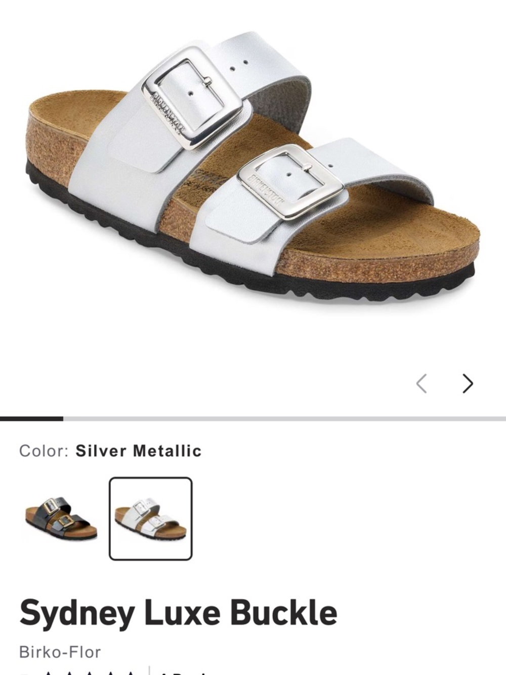 Birkenstock Silver Metallic Sydney Luxe Buckle Sandal